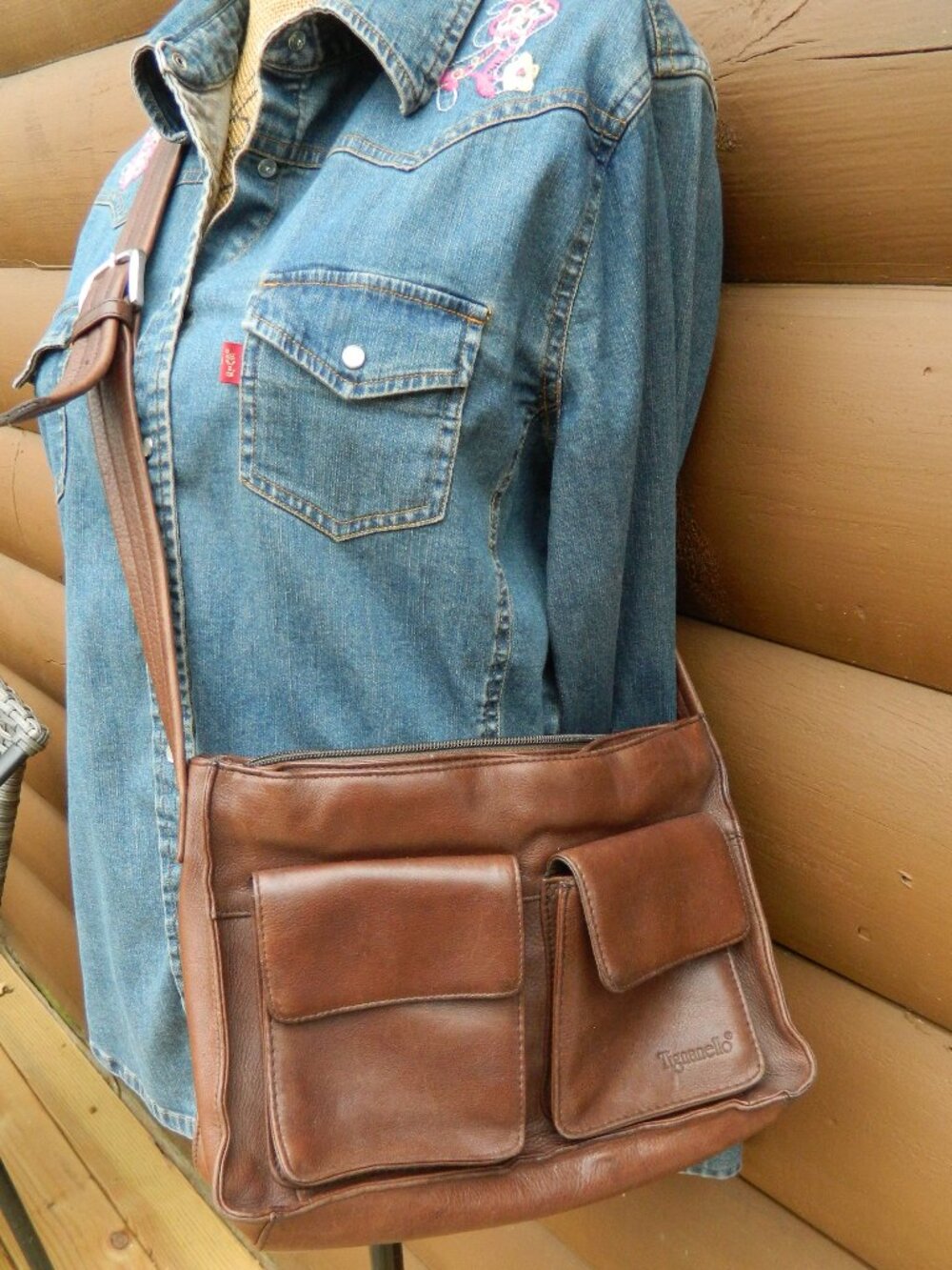 Y2K Tan Leather Shoulder Hobo Purse Tiganello Italy